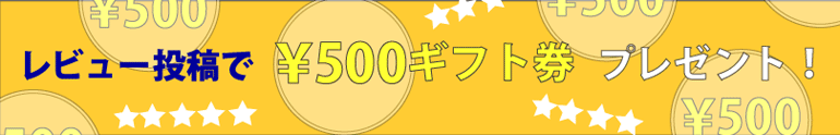 レビュー投稿で500円ギフト券プレゼント！